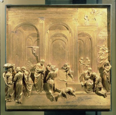 The Story of Jacob and Esau, original panel from the East Doors of the Baptistery, 1425-52 (post restoration) by Lorenzo Ghiberti